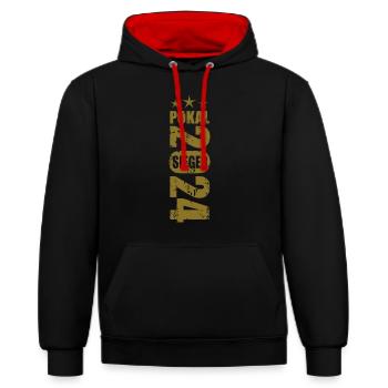Pokalsieger 2024 - Kontrast-Hoodie - Schwarz/Rot - Vorne - Anna (173cm) & Nico (186cm)