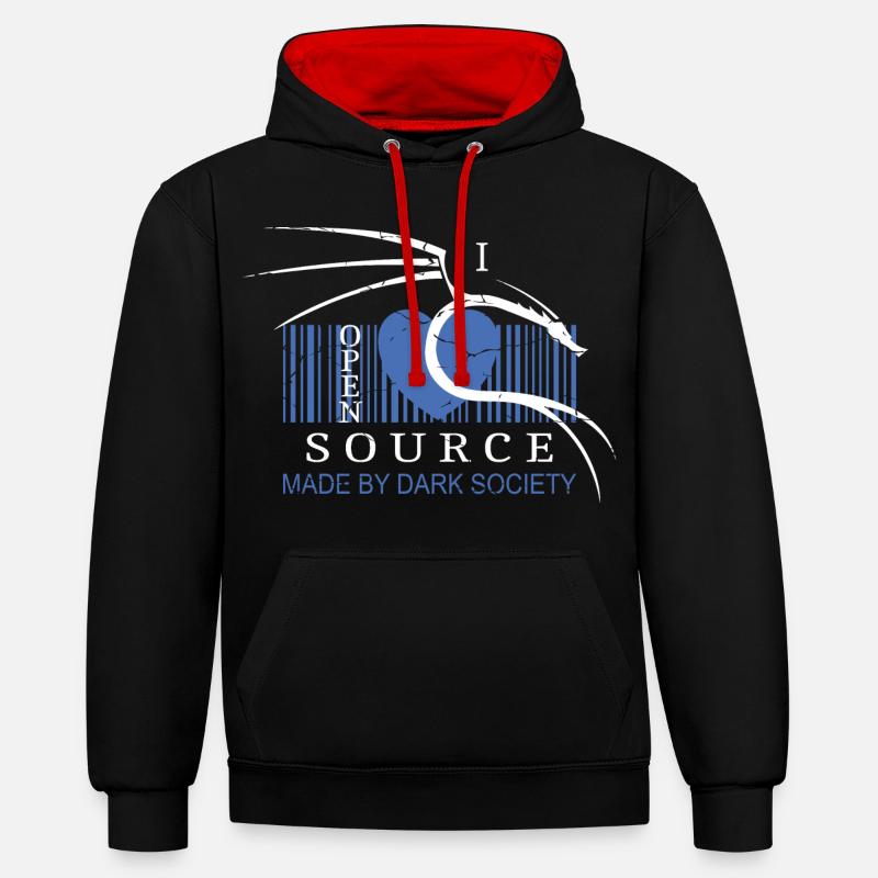 I Love Open Source Software - Contrast hoodie - black/red