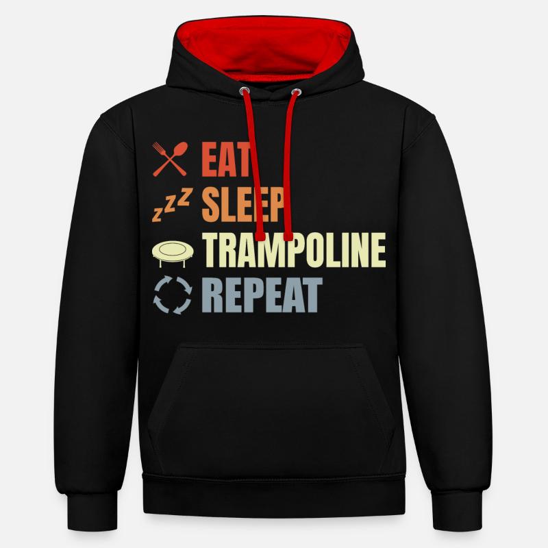 Routine de saut de trampoline - Sweat à capuche contrasté - noir/rouge