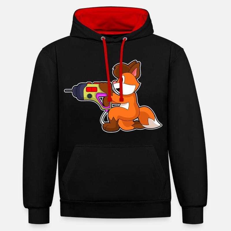 Fuchs Craftsman Drill - Sweat à capuche contrasté - noir/rouge