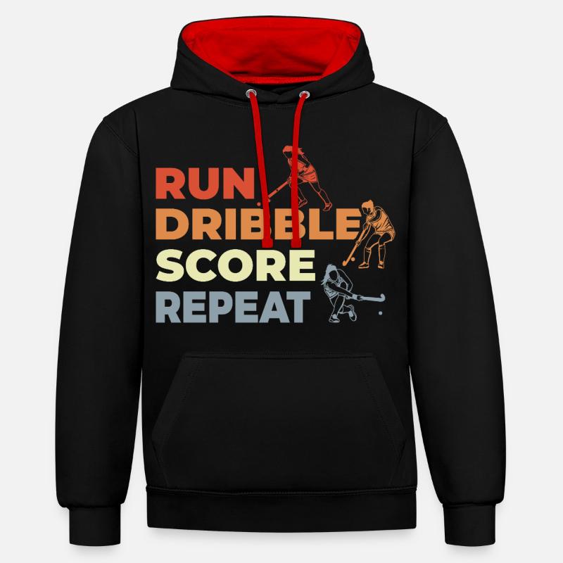 Courir, dribbler, marquer, répéter - Sweat à capuche contrasté - noir/rouge