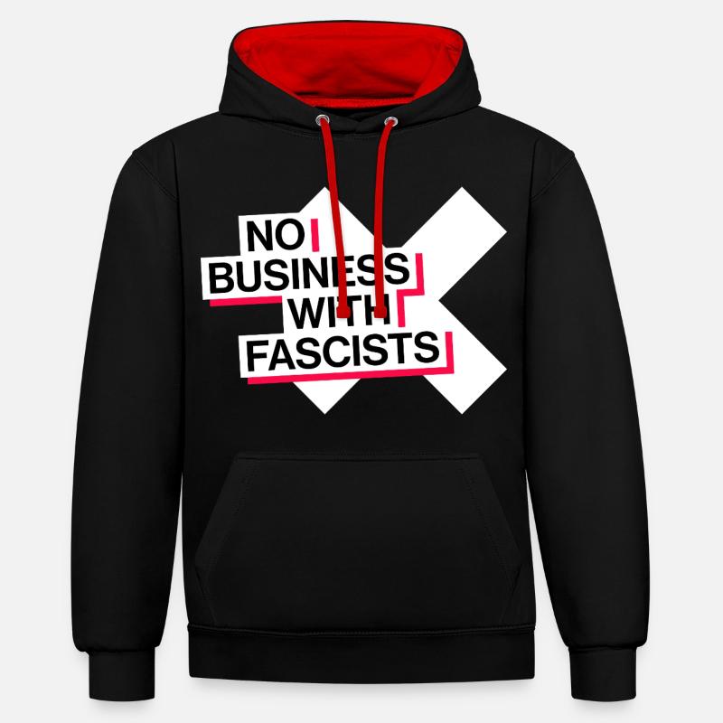 PAS D’AFFAIRES AVEC LES FASCISTES - Sweat à capuche contrasté - noir/rouge