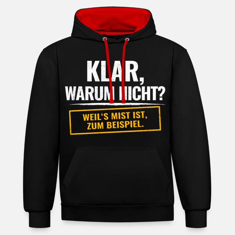 Bien sûr, pourquoi pas ? Diction sarcastique - Sweat à capuche contrasté - noir/rouge