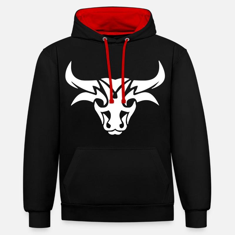 Conception de taureau - Sweat à capuche contrasté - noir/rouge