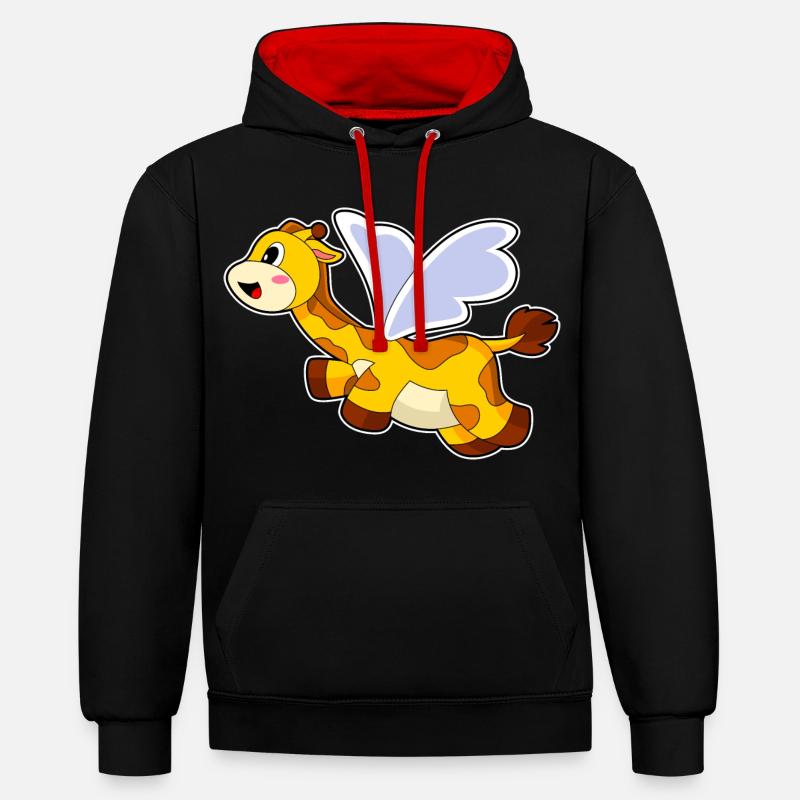 Ailes de girafe - Sweat à capuche contrasté - noir/rouge