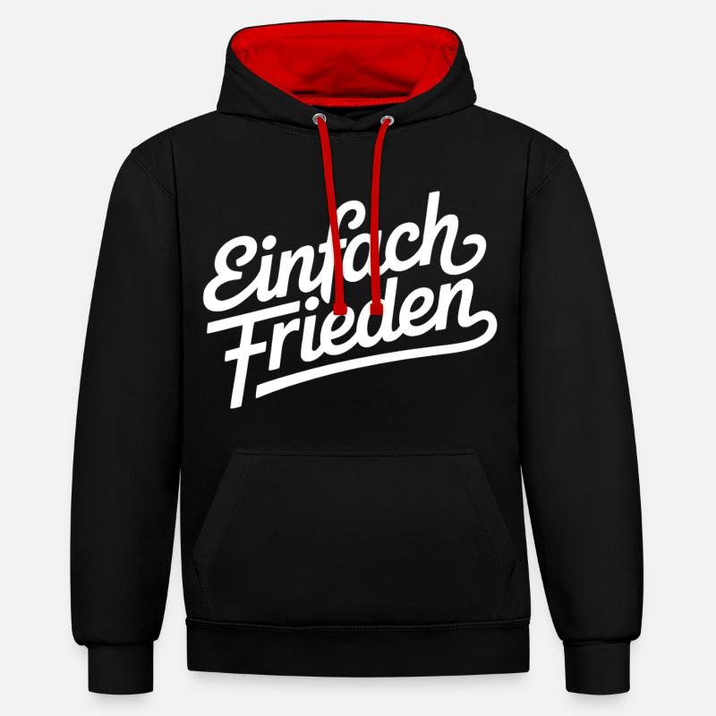 Simplement la paix – la paix, l’humanité - Sweat à capuche contrasté - noir/rouge