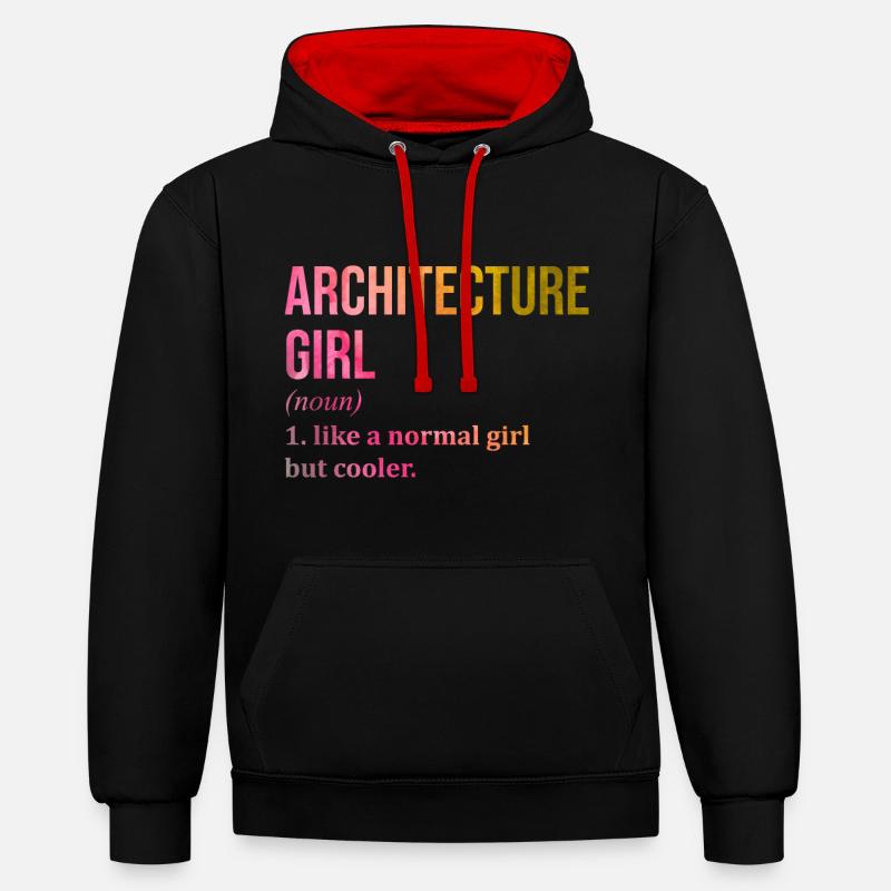 architecture - Sweat à capuche contrasté - noir/rouge