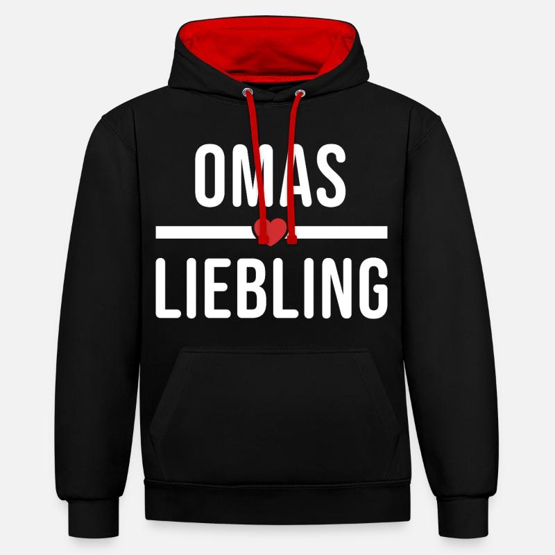 Le préféré de grand-mère - Sweat à capuche contrasté - noir/rouge