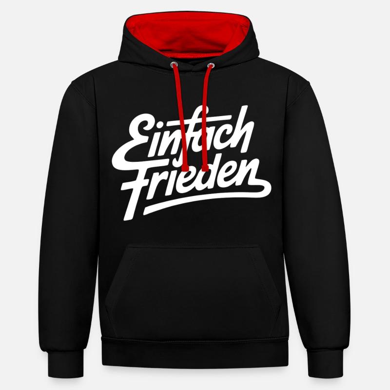 Simplement la paix - Sweat à capuche contrasté - noir/rouge