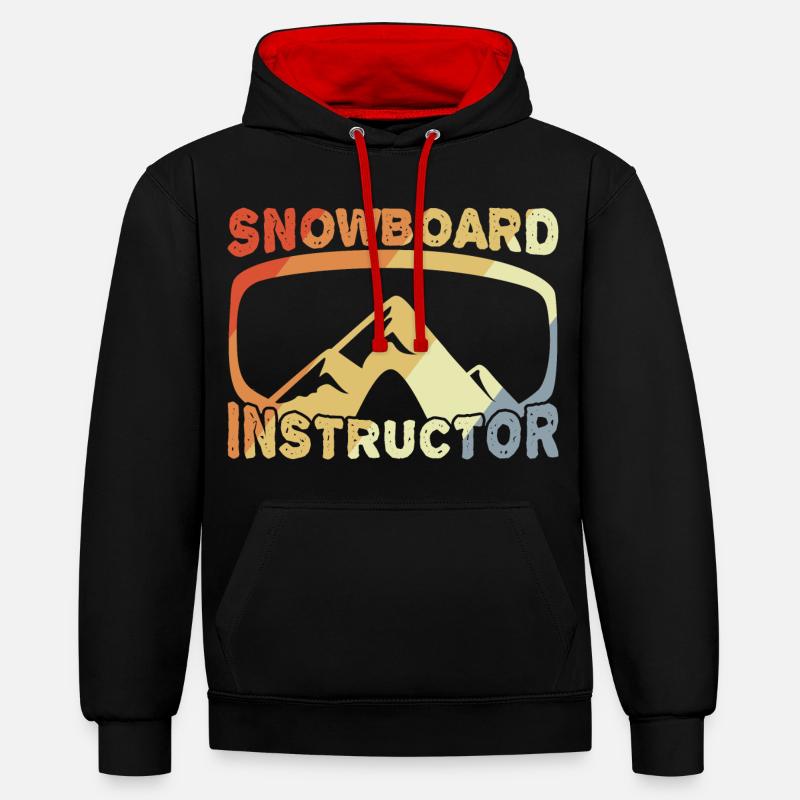 Moniteur de snowboard - Sweat à capuche contrasté - noir/rouge