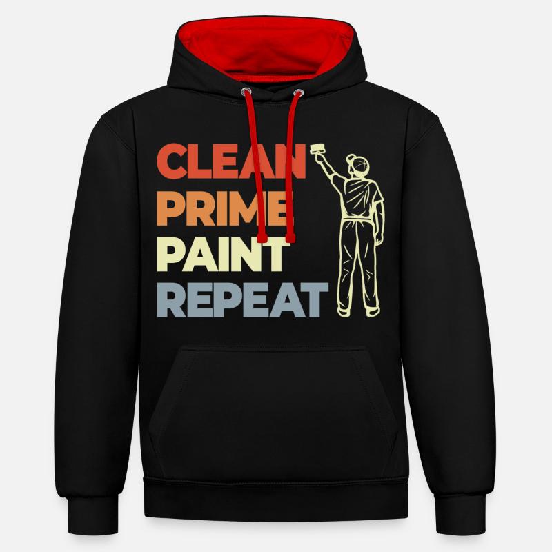 Répéter la peinture Clean Prime - Sweat à capuche contrasté - noir/rouge