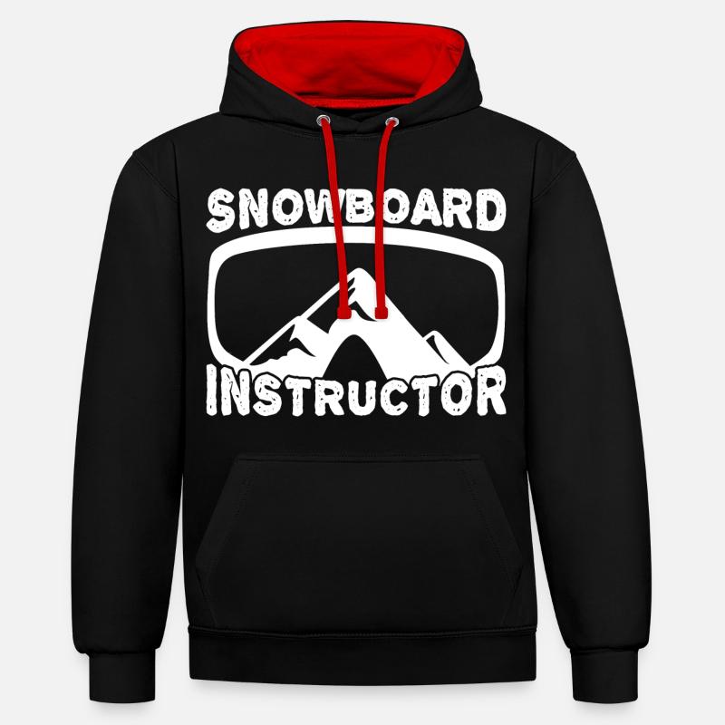 Instructeur de snowboard drôle - Sweat à capuche contrasté - noir/rouge