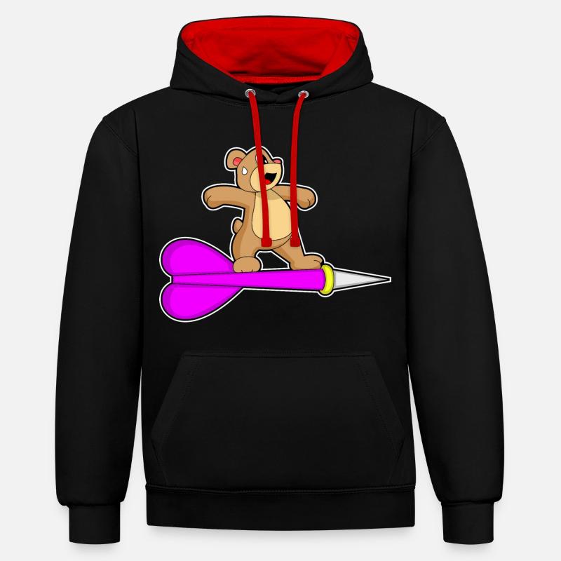 Fléchette d’ours - Sweat à capuche contrasté - noir/rouge