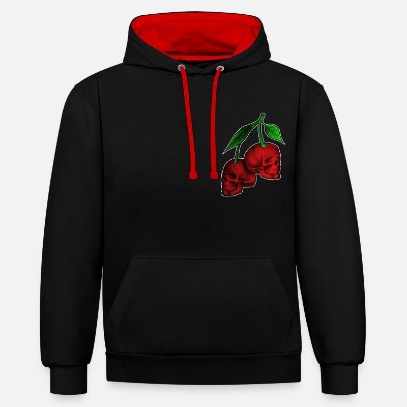 Cerise crâne crâne Skull Cherry - Sweat à capuche contrasté - noir/rouge