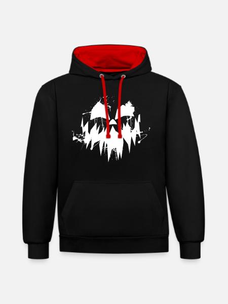 Pumpkin face white Halloween - Contrast hoodie - black/red
