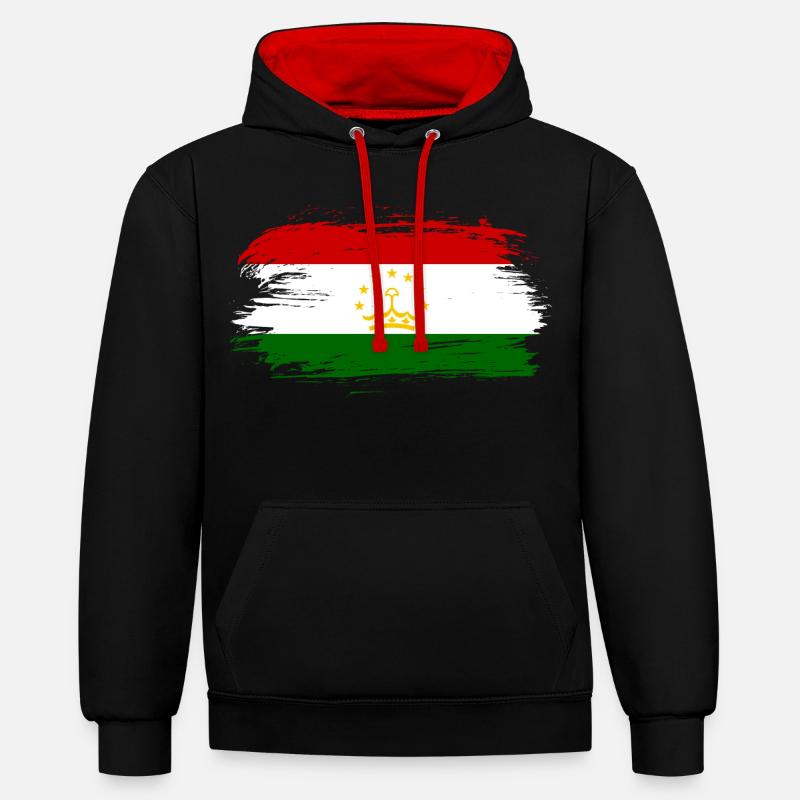 Drapeau du Tadjikistan drapeau - Sweat à capuche contrasté - noir/rouge