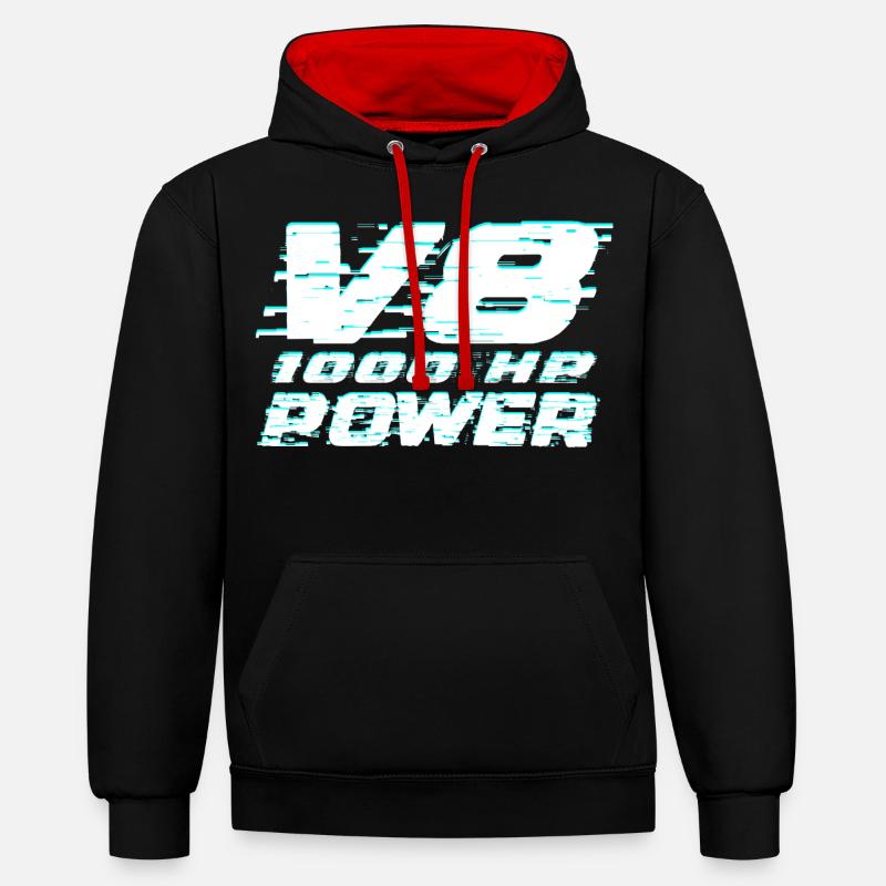 V8 - Sweat à capuche contrasté - noir/rouge