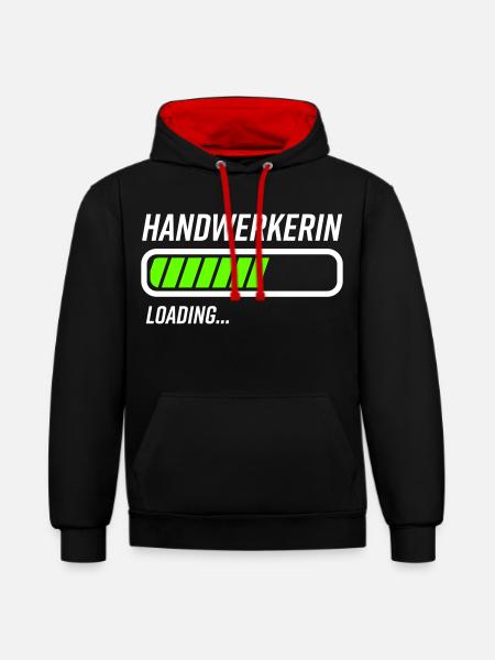 Handwerkerin - Kontrast-Hoodie - Schwarz/Rot