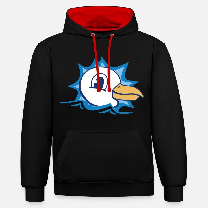 Möwe Seemöwe Seagull Gefiedertier - Kontrast-Hoodie - Schwarz/Rot