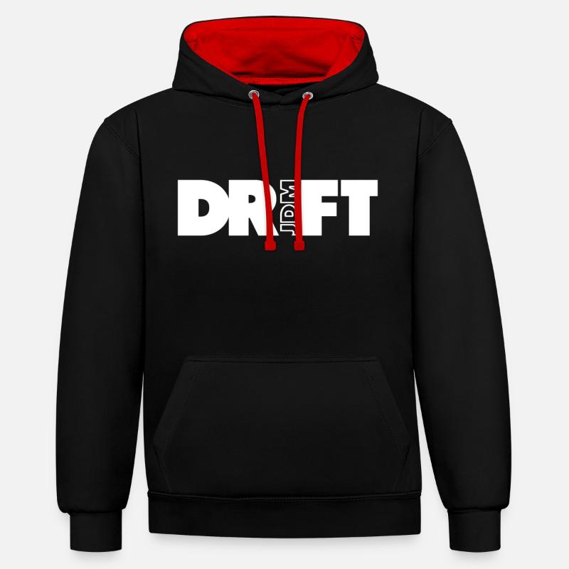 Drift JDM Japon - Sweat à capuche contrasté - noir/rouge