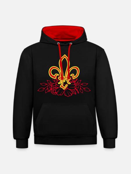 Fleur de Lis - Contrast hoodie - black/red