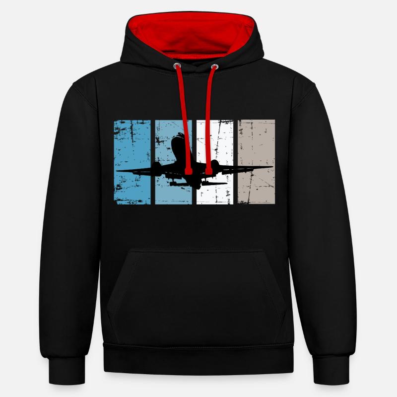Flugzeug Pilot Luftfahrt - Kontrast-Hoodie - Schwarz/Rot