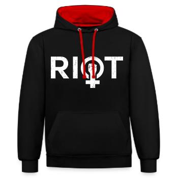 Riot Women Power - Contrast hoodie - black/red - Front - Anna (173cm) & Nico (186cm)
