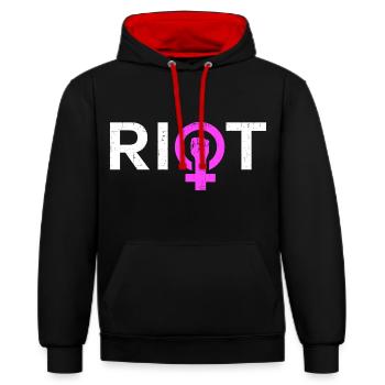 Riot Venus Women Power - Contrast hoodie - black/red - Front - Anna (173cm) & Nico (186cm)