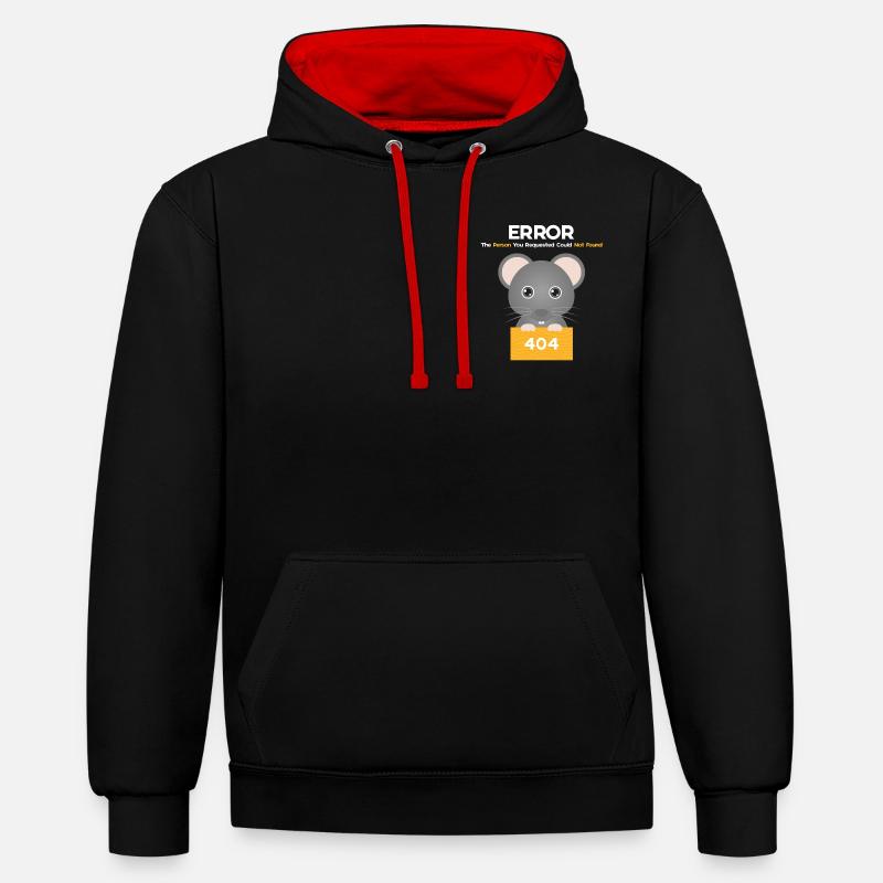Error 404 Mouse - Contrast hoodie - black/red