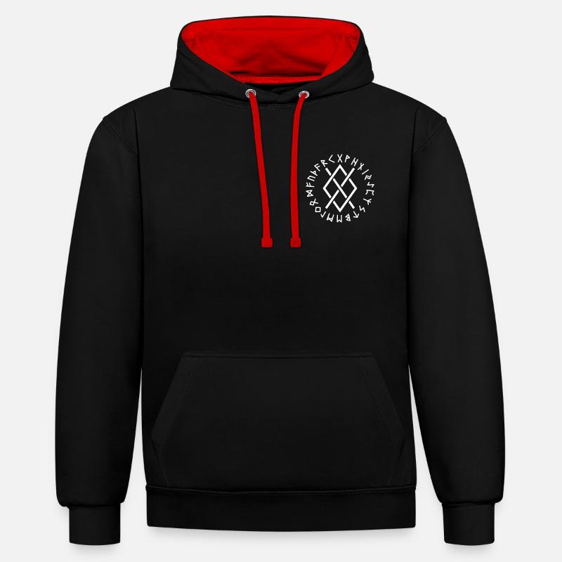 Runes de Gungnir blanches - Sweat à capuche contrasté - noir/rouge