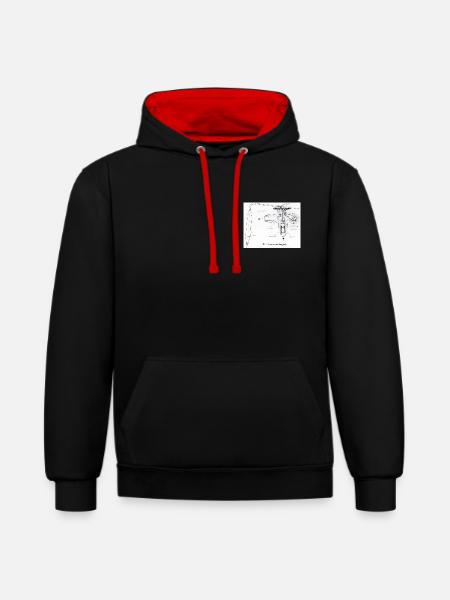 TEVi - Kontrast-Hoodie - Schwarz/Rot