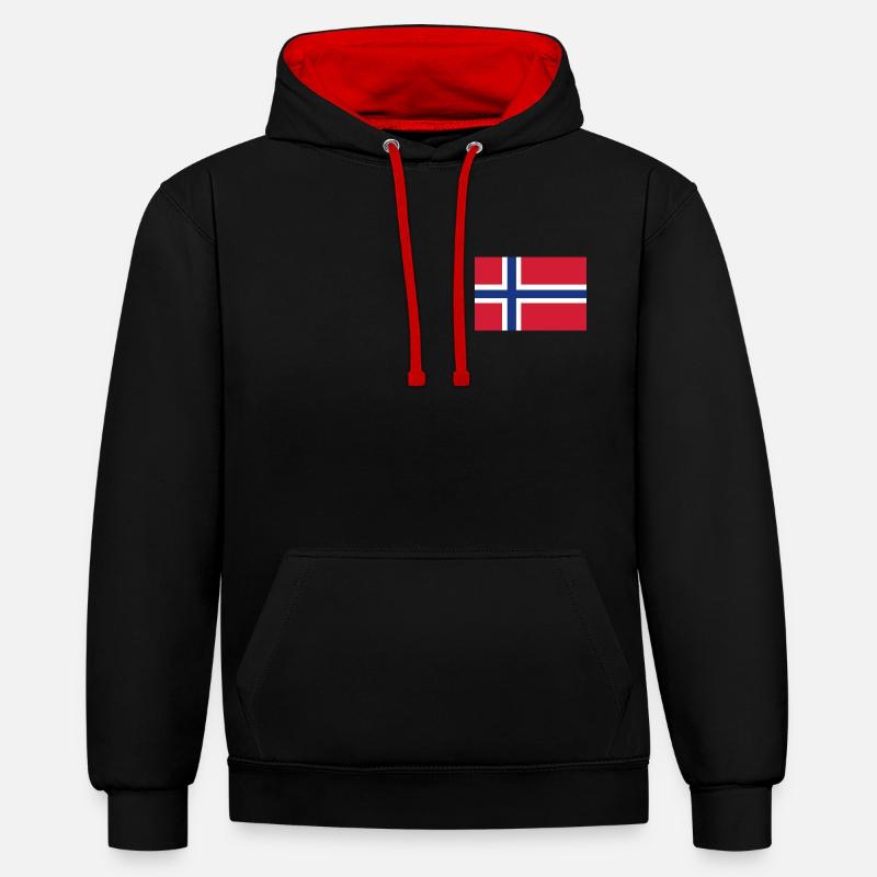 Drapeau de la Norvège - Sweat à capuche contrasté - noir/rouge