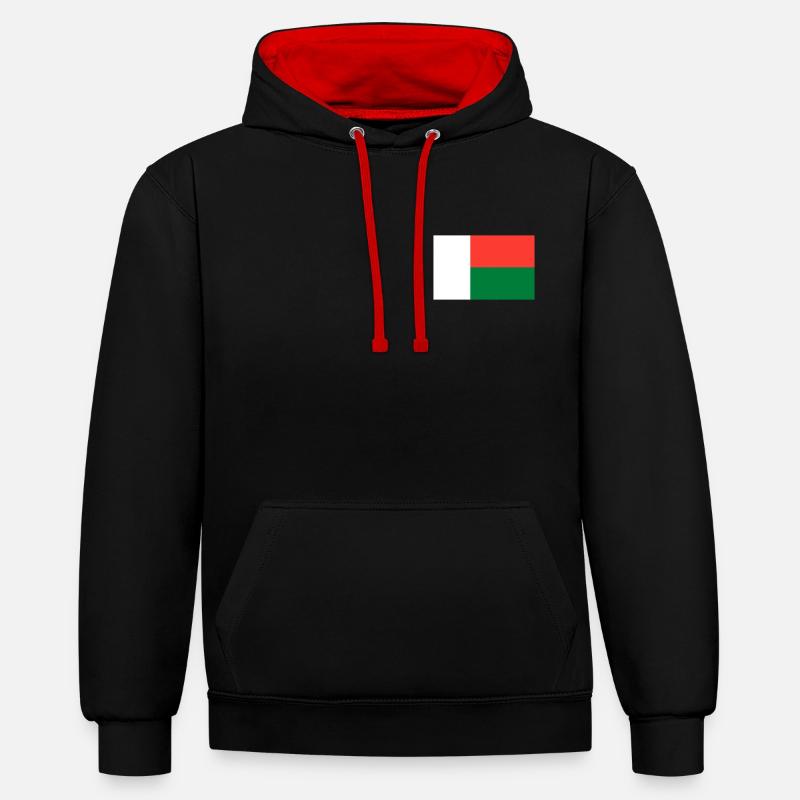 Drapeau de Madagascar - Sweat à capuche contrasté - noir/rouge