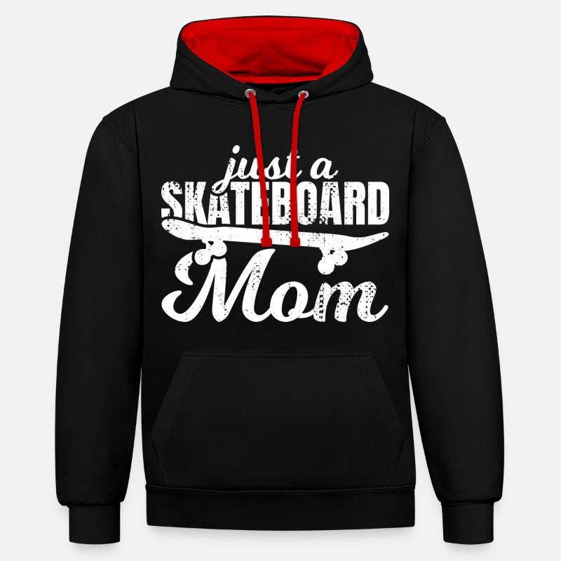 Nur eine Skateboard Mutter - Kontrast-Hoodie - Schwarz/Rot