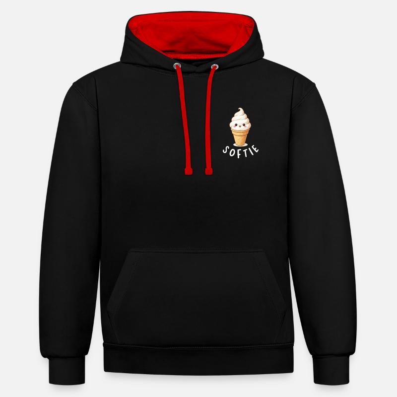Softie. Softeis Liebe Eiscreme Statement - Kontrast-Hoodie - Schwarz/Rot
