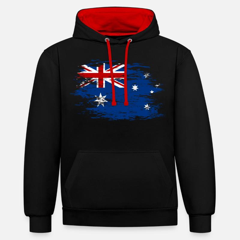 Drapeau de l’Australie utilisé - Sweat à capuche contrasté - noir/rouge