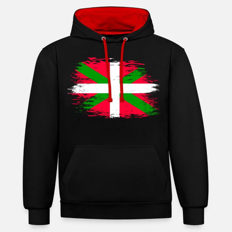 Drapeau basque utilisé - Sweat à capuche contrasté - noir/rouge