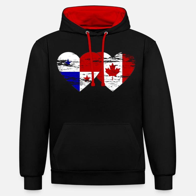 Drapeau du Panama Canada utilisé - Sweat à capuche contrasté - noir/rouge