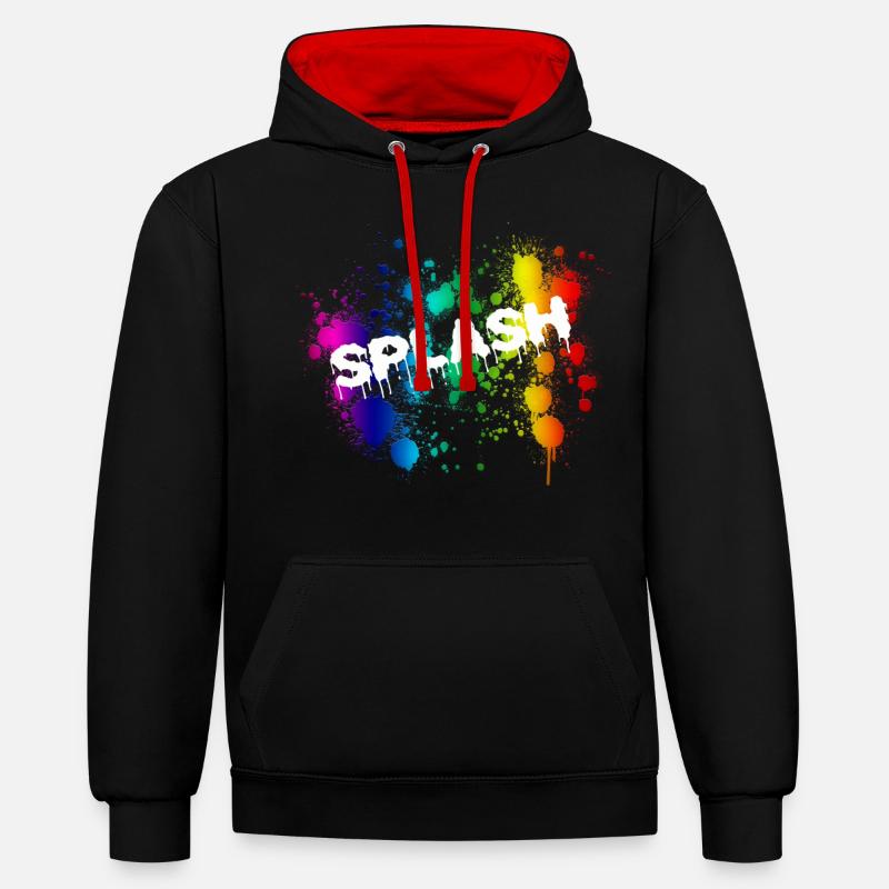 Splash - Sweat à capuche contrasté - noir/rouge