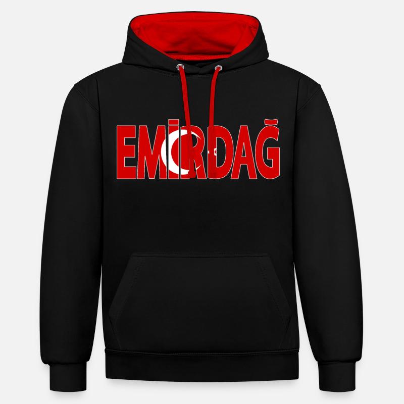 Emirdag Turquie Drapeau Afyon - Sweat à capuche contrasté - noir/rouge