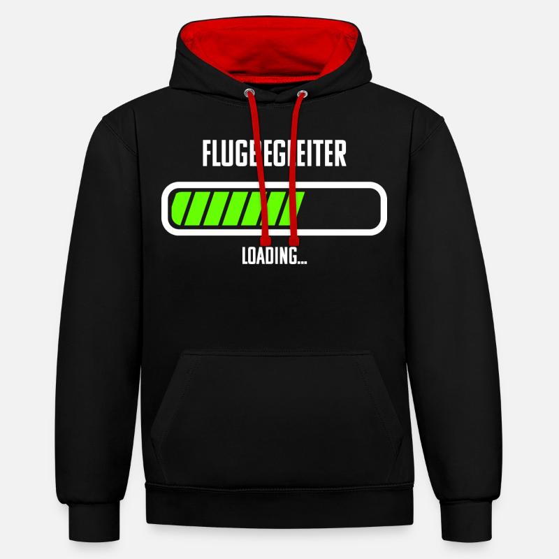 Flugbegleiter Beruf Loading Ladebalken - Kontrast-Hoodie - Schwarz/Rot