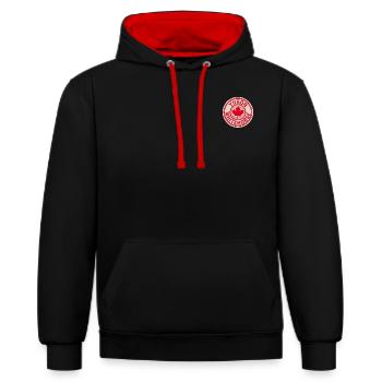 Whitehorse Yukon Canada - Kontrast-Hoodie - Schwarz/Rot - Vorne - Anna (173cm) & Nico (186cm)