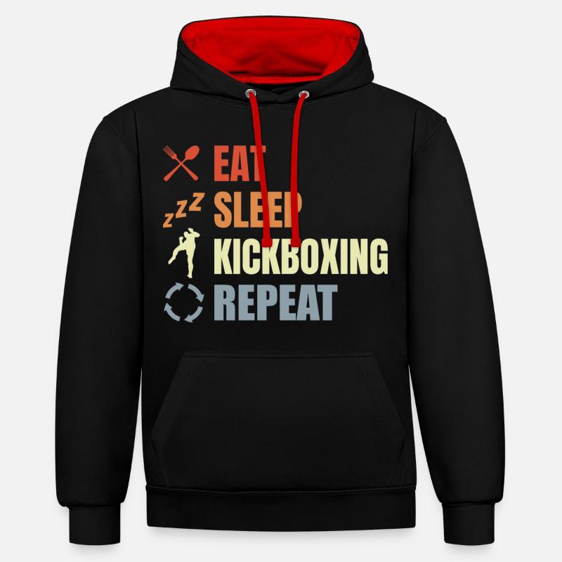 Manger du sommeil Kickbox Répéter - Sweat à capuche contrasté - noir/rouge