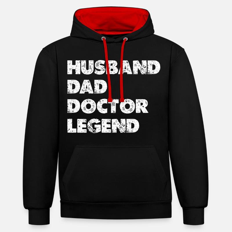 Heldenkombi Ehemann Vater Doktor - Kontrast-Hoodie - Schwarz/Rot