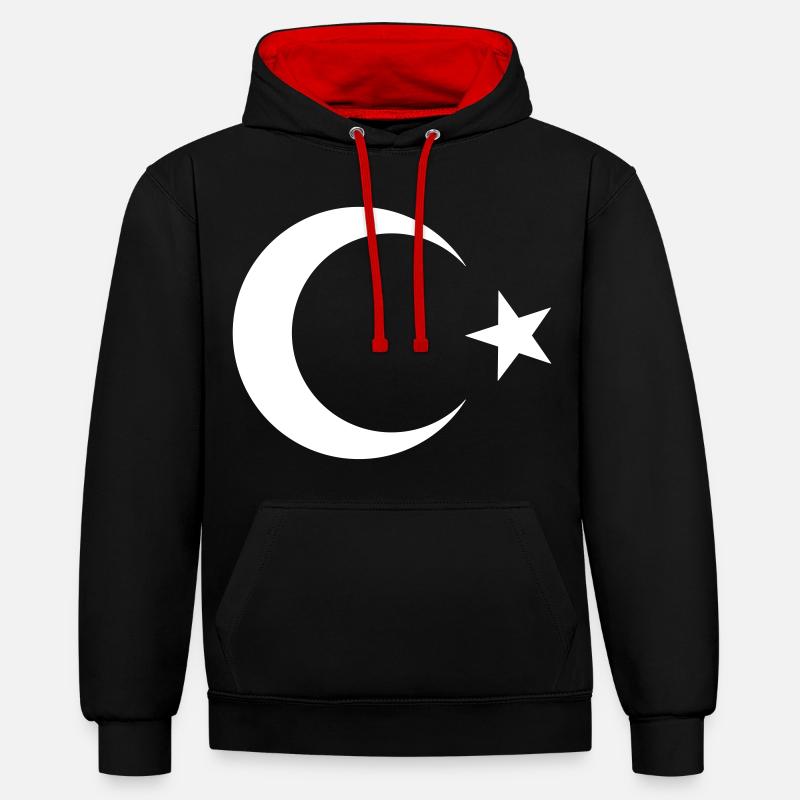 Drapeau turc noir - Sweat à capuche contrasté - noir/rouge