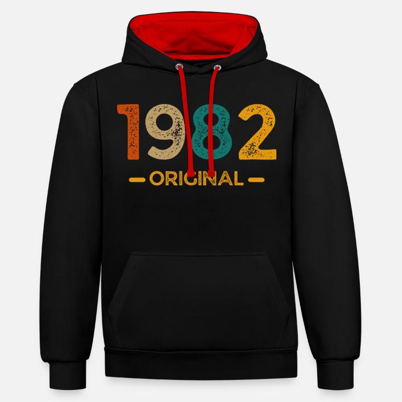 1982 Original - Sweat à capuche contrasté - noir/rouge