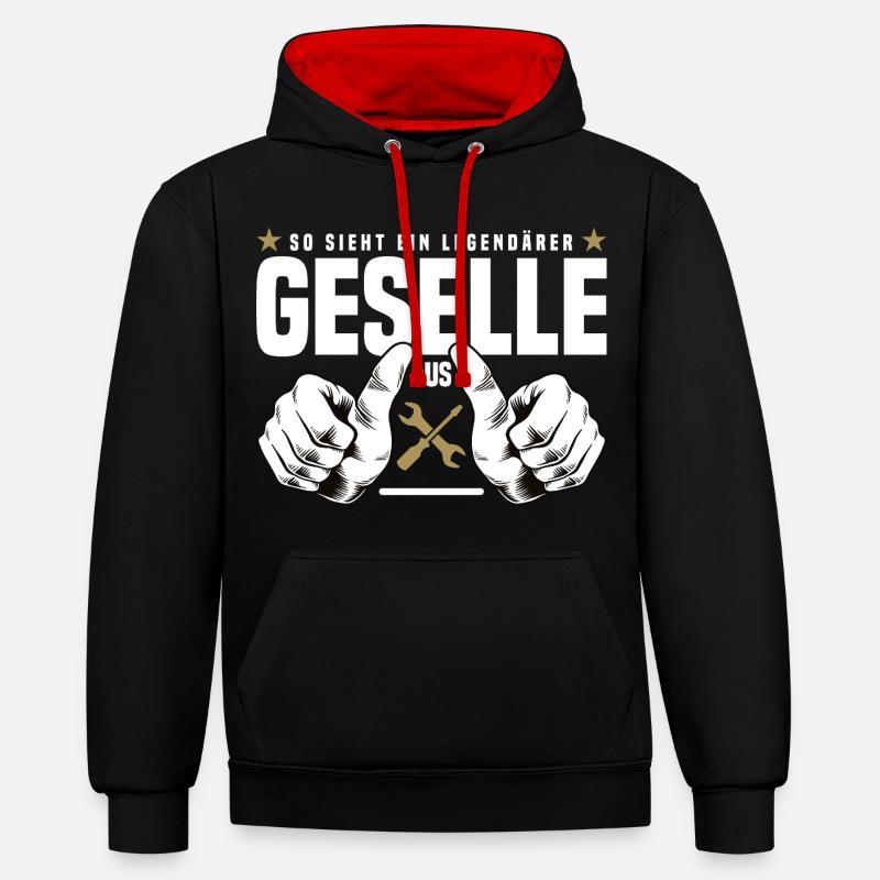 Compagnon - Sweat à capuche contrasté - noir/rouge