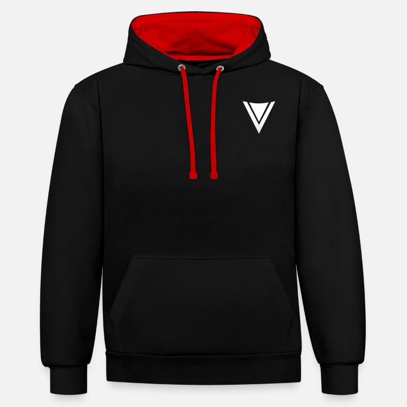 FronzeDE Basic Weiß - Kontrast-Hoodie - Schwarz/Rot