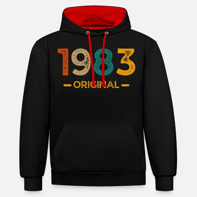1982 Original - Sweat à capuche contrasté - noir/rouge