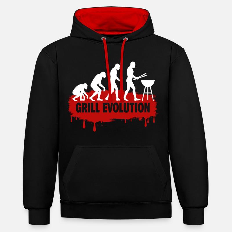 Grill Evolution Funny Grill Master Saying - Contrast hoodie - black/red